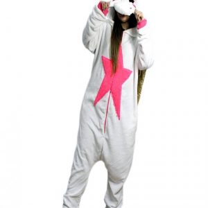 PIJAMA FANTASIA MACACÃO UNICÓRNIO COM ASAS DOURADAS KIGURUMI