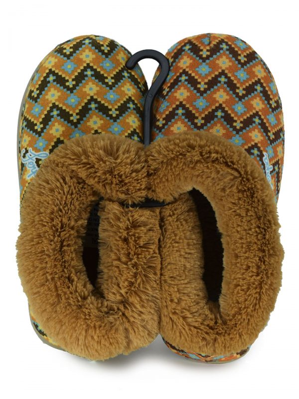 PANTUFA FERPA COM BORDA DE PELE FLORZINHA MARROM (ADULTO)