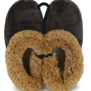 PANTUFA FERPA MARROM LISA COM BORDA DE PELE  (ADULTO)