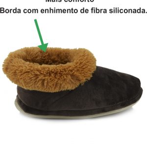 PANTUFA FERPA MARROM LISA COM BORDA DE PELE  (ADULTO)