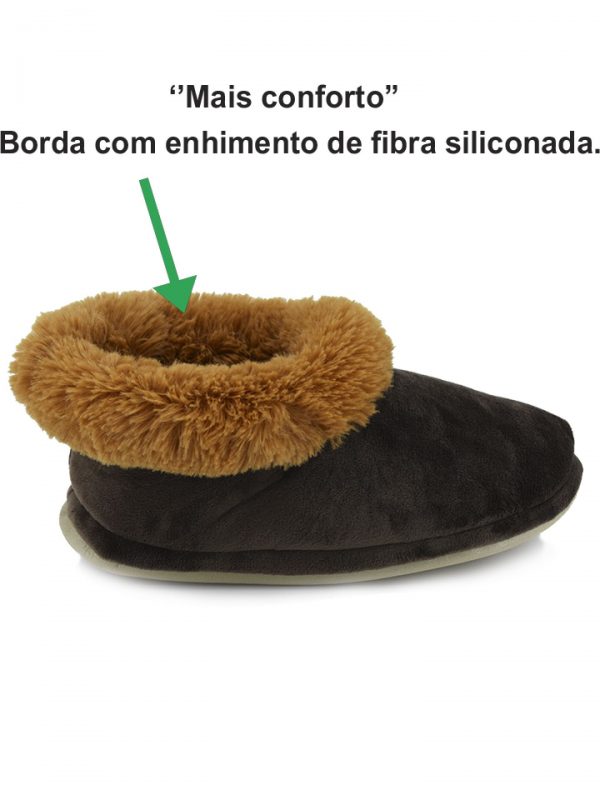 PANTUFA FERPA MARROM LISA COM BORDA DE PELE  (ADULTO)
