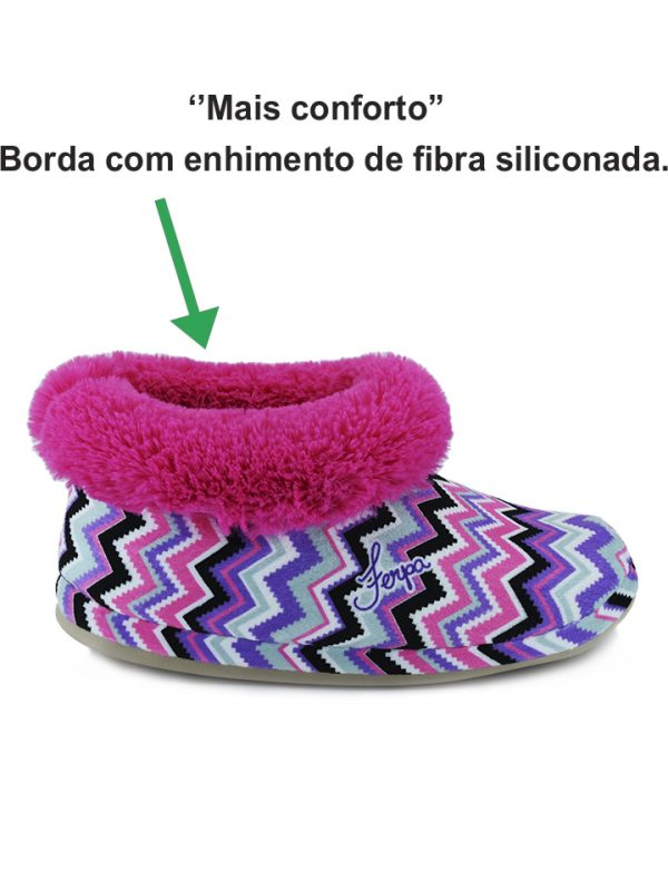 PANTUFA FERPA COM BORDA DE PELE ROSA (ADULTO)