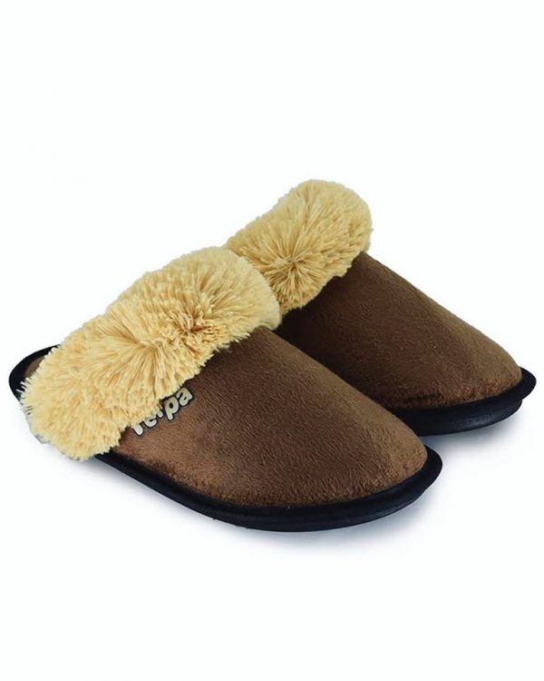 CHINELO FERPA LISO MARROM COM GOLA DE PELE
