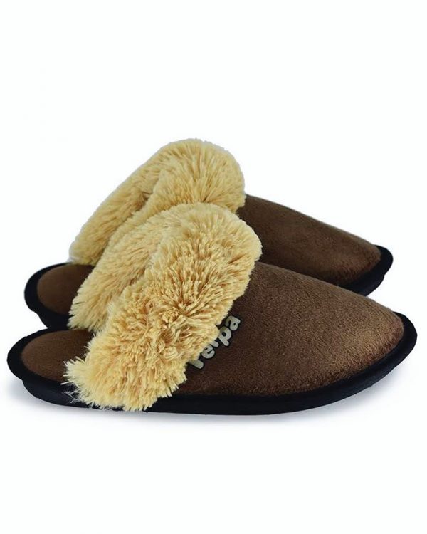 CHINELO FERPA LISO MARROM COM GOLA DE PELE