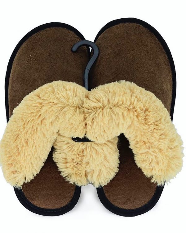 CHINELO FERPA LISO MARROM COM GOLA DE PELE