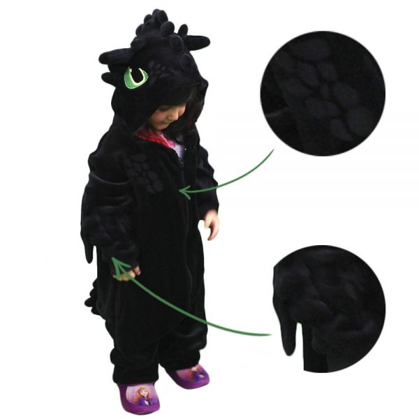 PIJAMA FANTASIA MACACÃO DRAGÃO PRETO KIGURUMI (BANGUELA DISNEY)