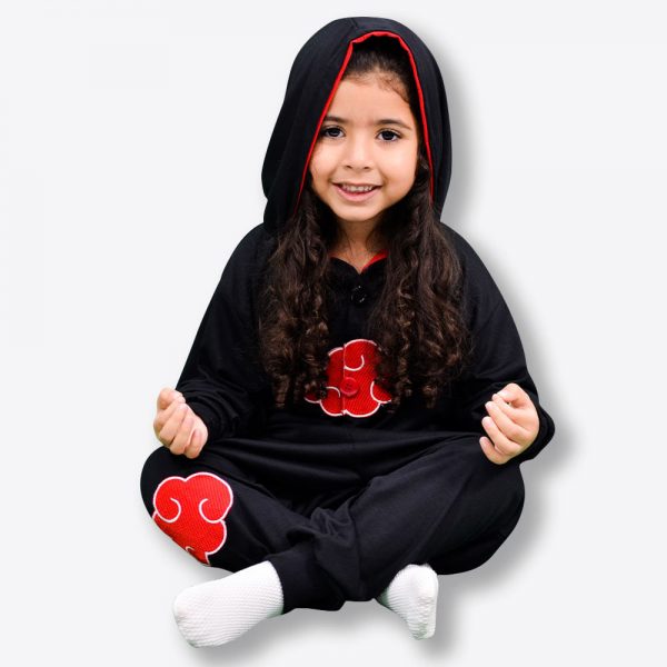 MACACAO PIJAMA KIGURUMI VERAO INFANTIL AKATSUKI DE 4 A 10 ANOS (NARUTO)
