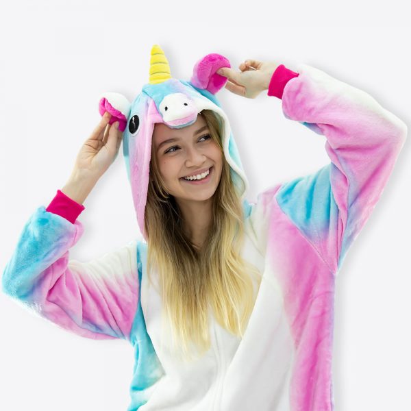 PIJAMA FANTASIA KIGURUMI MACACÃO UNICÓRNIO COLORIDO ADULTO ZC