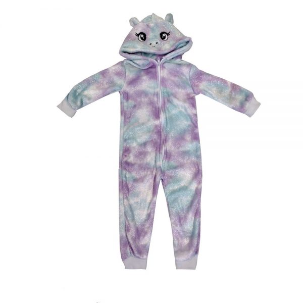 PIJAMA FANTASIA MACACÃO KIGURUMI URSO UNICÓRNIO COM BRILHO INFANTIL 3/4ANOS