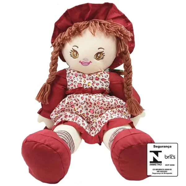 BONECA VINHO COM CHAPÉU 56 CM