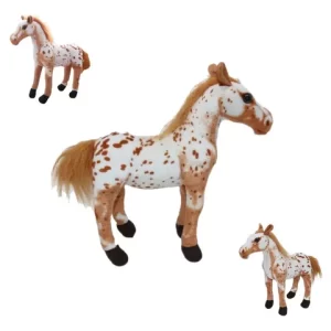 CAVALO BRANCO COM BEGE REALISTA DE PELÚCIA (30 cm)