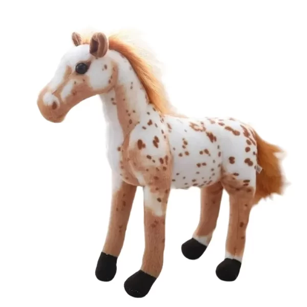 CAVALO BRANCO COM BEGE REALISTA DE PELÚCIA (30 cm)