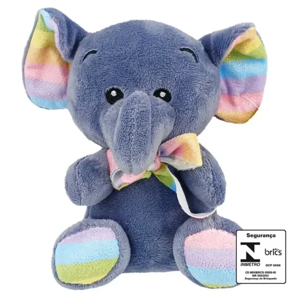 ELEFANTE DE PELÚCIA 14 CM (LINHA ARCO-IRIS)