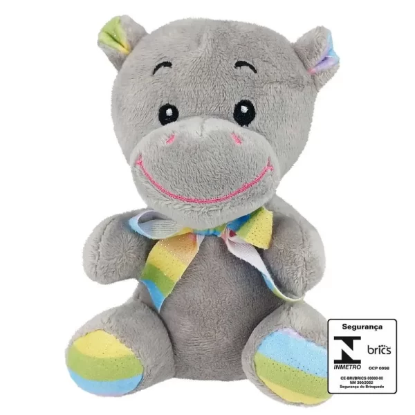 HIPOPÓTAMO DE PELÚCIA 14 CM (LINHA ARCO-IRIS)