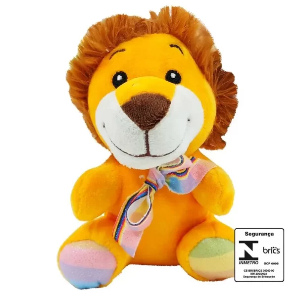 LEÃO DE PELÚCIA 14 CM (LINHA ARCO-IRIS)