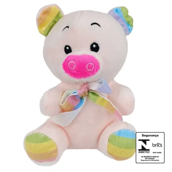 PORQUINHO DE PELÚCIA 14 CM (LINHA ARCO-IRIS)