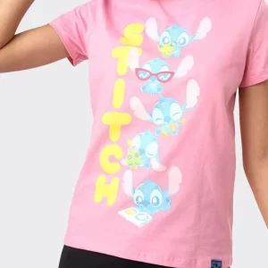 CAMISETA STITCH ROSA LETRAS
